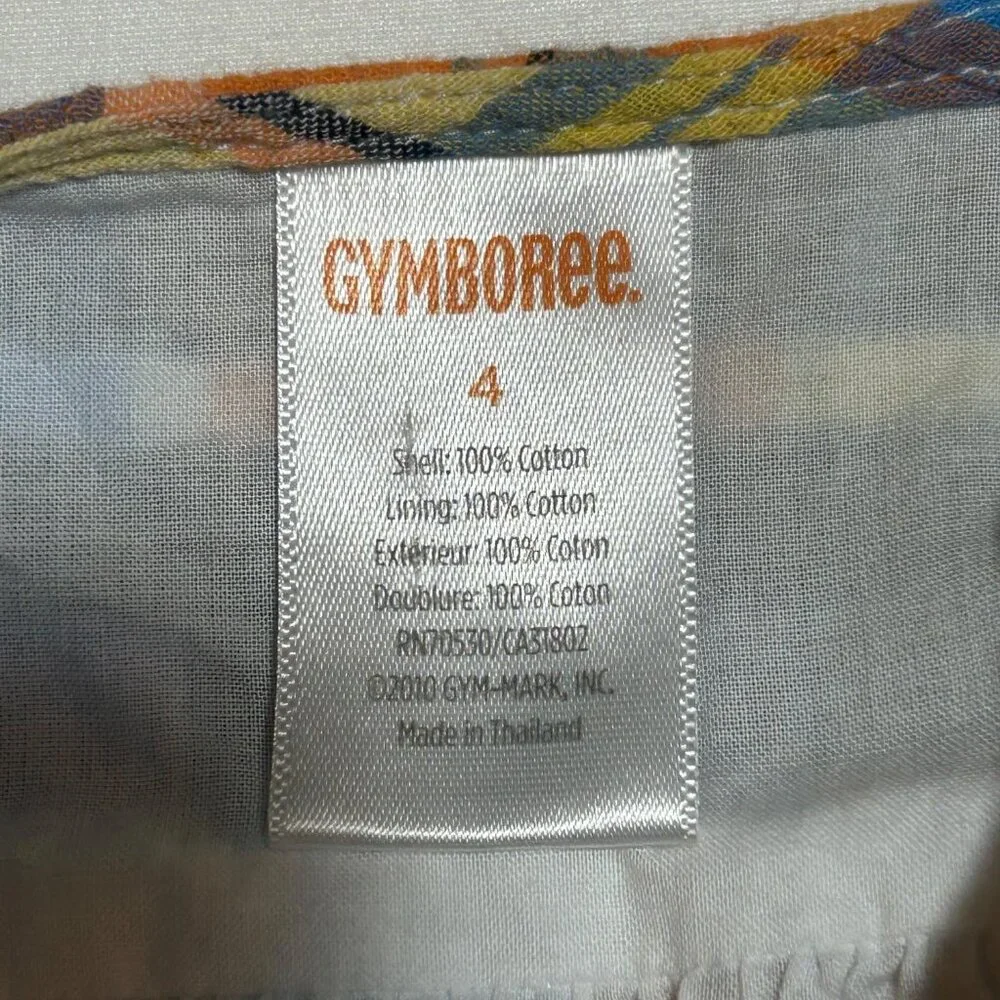 Gymboree Girls 4 Orange Blue Madras Plaid Sleeveless Sundress Preppy Classic